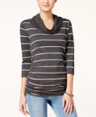 Pink Rose Juniors' Striped Cowl-neck Ribbed Sweater