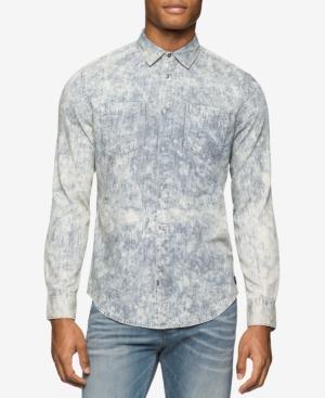 Calvin Klein Jeans Men's Bleached Striped Long-sleeve Shirt