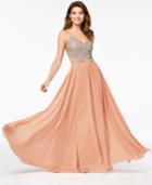 City Studios Juniors' Open-back Metallic-bodice Gown, A Macy's Exclusive Style