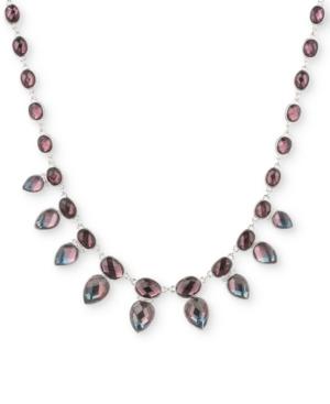 Anne Klein Silver-tone Purple Stone Collar Necklace