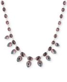 Anne Klein Silver-tone Purple Stone Collar Necklace