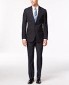 Kenneth Cole Reaction Slim-fit Navy Grid Sharkskin Suit
