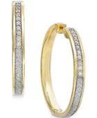Diamond Medium Glitter Hoop Earrings (1/4 Ct. T.w.) In 14k Gold-plated Sterling Silver