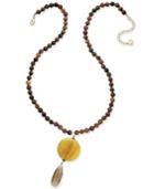 Paul & Pitu Naturally 14k Gold-plated Agate And Smoky Quartz Necklace