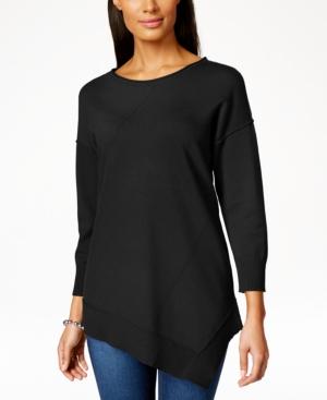 Jm Collection Long-sleeve Asymmetrical-hem Sweater, Only At Macy's