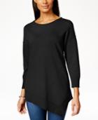 Jm Collection Long-sleeve Asymmetrical-hem Sweater, Only At Macy's