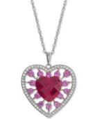 Lab-created Multi-gemstone (2-3/4 Ct. T.w.) Heart 18 Pendant Necklace In Sterling Silver