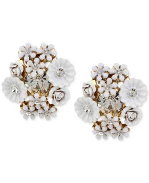 Betsey Johnson Gold-tone Rounded Floral Bouquet Stud Earrings