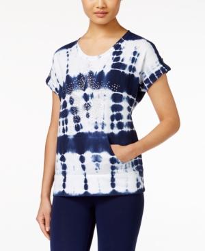 Style & Co. Petite Embellished Tie-dyed Sweatshirt, Only At Macy's
