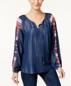 Style & Co. Denim Peasant Top, Only At Macy's