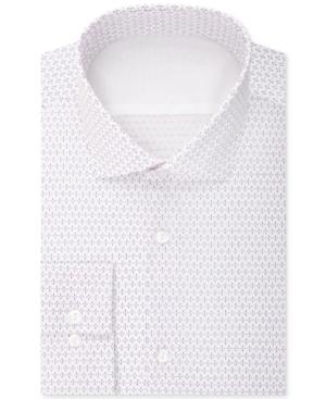 Calvin Klein Men's X Extra-slim Fit Pink Print Dress Shirt