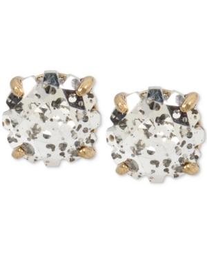 Betsey Johnson Gold-tone Patina Crystal Stud Earrings