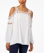 Style & Co Lattice-trim Cold-shoulder Top, Only At Macy's