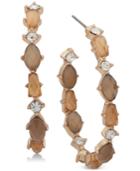 Lonna & Lilly Gold-tone Crystal & Stone Open Hoop Earrings