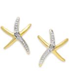 Victoria Townsend Diamond Accent Starfish Earrings In 18k Gold Over Sterling Silver