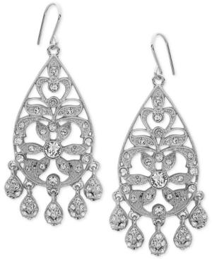 Nina Silver-tone Swarovski Crystal Pave Chandelier Earrings