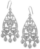 Nina Silver-tone Swarovski Crystal Pave Chandelier Earrings