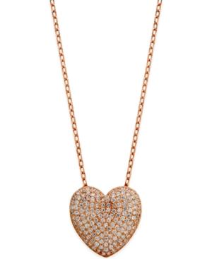 Giani Bernini Cubic Zirconia Pave Heart Pendant Necklace In 18k Rose Gold-plated Sterling Silver, Only At Macy's