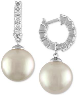 Majorica Sterling Silver Cubic Zirconia & Imitation Pearl Hoop Earrings
