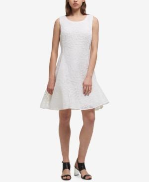 Dkny Textured Mesh Fit & Flare Dress