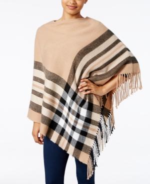 V. Fraas Plaid Brushed Poncho