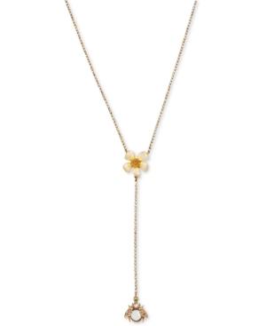 Betsey Johnson Gold-tone Flower And Bug Glittery Lariat Necklace