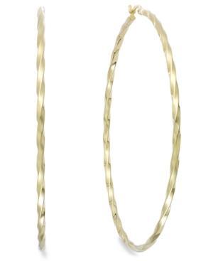 14k Gold Vermeil Earrings, Twist Hoop Earrings