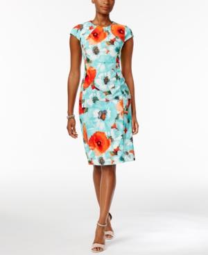 Ronni Nicole Cap-sleeve Floral-print Sheath Dress