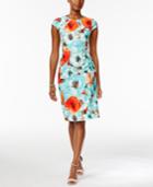 Ronni Nicole Cap-sleeve Floral-print Sheath Dress
