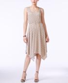 Ny Collection Polka-dot A-line Handkerchief-hem Dress