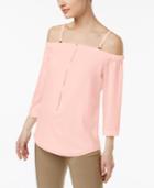 Calvin Klein Zip-front Cold-shoulder Top, A Macy's Exclusive