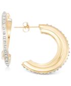 Signature Diamonds Semi-hoop Earrings In 14k Gold Over Resin Core Diamond And Crystallized Diamond Dust