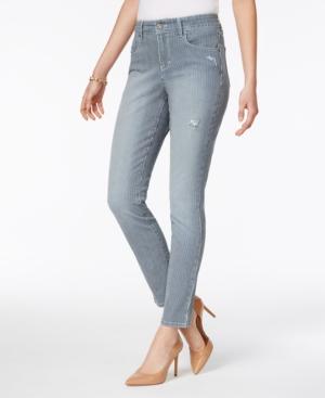 Style & Co Railroad Stripe Rip-detail Skinny Ankle Jeans, Only At Macy's