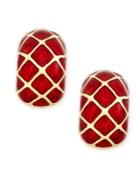 Charter Club Gold-tone Red Harlequin Huggy Earrings, Only At Macy's