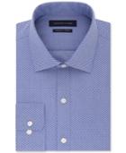 Tommy Hilfiger Men's Fitted Performance Stretch Flex Collar Navy Print Dress Shirt