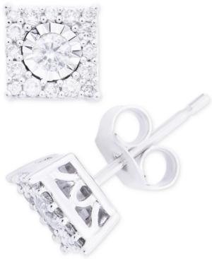 Diamond Cluster Stud Earrings (1/3 Ct. T.w.) In 14k White Gold, Yellow Gold And Rose Gold