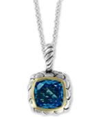 Effy Blue Topaz 18 Pendant Necklace (4-3/4 Ct. T.w.) In Sterling Silver & 18k Gold