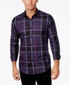 Alfani Men's Big And Tall Plaid Long-sleeve Shirt, Slim Fit