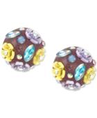 Betsey Johnson Gold-tone Multi-stone Flower Orb Stud Earrings