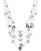 Inc International Concepts 17.5 Silver-tone Mixed Bead Layer Necklace, Only At Macy's