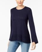 Style & Co Crocheted-trim Sweater, Created For Macy's