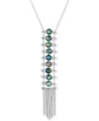 Lucky Brand Silver-tone Abalone-look Ladder Fringe Lariat Necklace