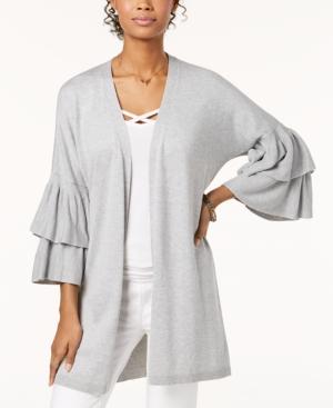 Hooked Up By Iot Juniors' Ruffled-sleeve Cardigan