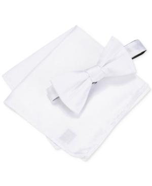 Alfani Men's White Bow Tie & Silk Pocket Square Set, Only At Macy's