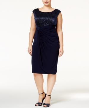 Connected Plus Size Metallic Faux-wrap Dress