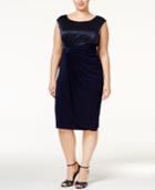 Connected Plus Size Metallic Faux-wrap Dress