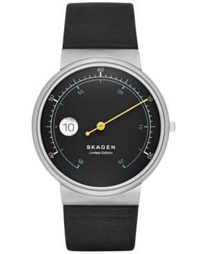 Skagen Men's Ancher Mono Black Leather Strap Watch 40mm Skw6197