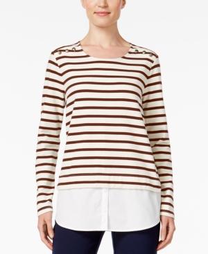 Style & Co Striped Layered-look Top, Only At Macy's
