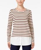 Style & Co Striped Layered-look Top, Only At Macy's