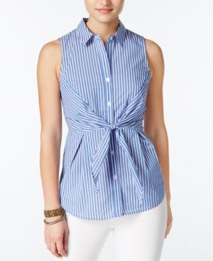 Bcx Juniors' Striped Tie-front Blouse